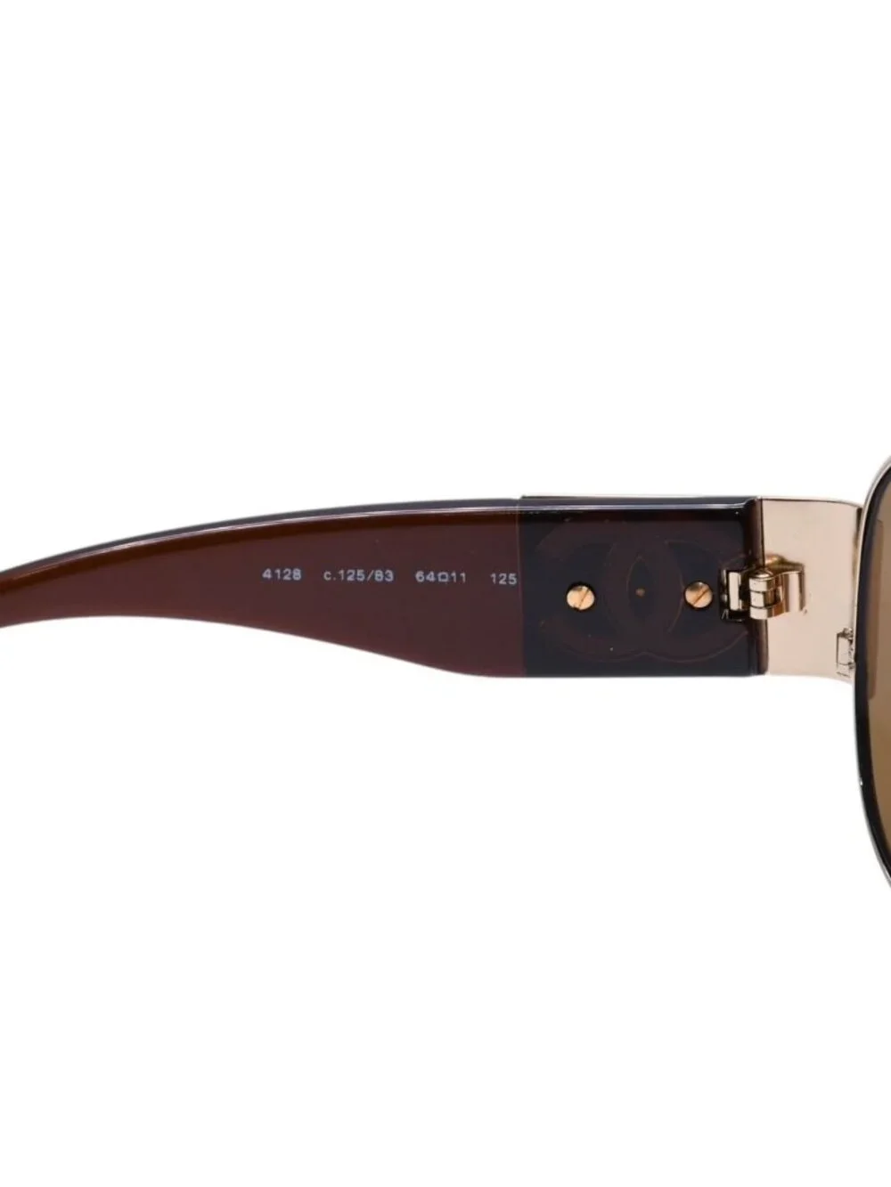 Chanel Aviator Sunglasses CC Logo Metal Frame Teardrop Brown Gold Eyewear